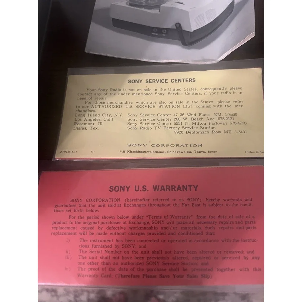Vintage Sony TC-123 Tape Corder w/ Box Manuals Warranty Accessories 1960s